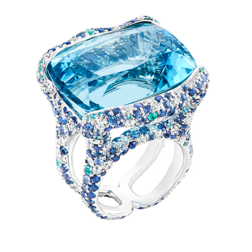 The Emotion ring by Katharina featuring a treated aquamarine image