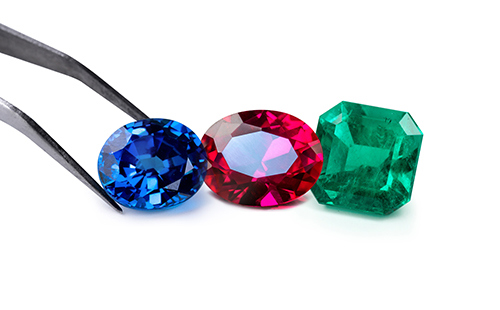 Sapphires rubies and emeralds Image