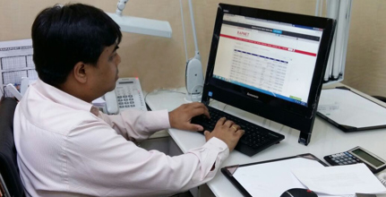 Man on Computer Image